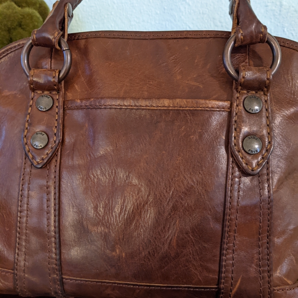 Frye Domed Satchel Leather Handbag - Dark Brown - Picture 10 of 12